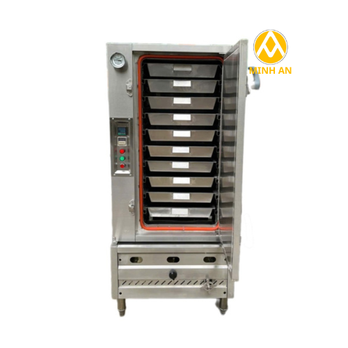 Tủ Hấp Cơm Inox 50kg Dùng Điện, Gas